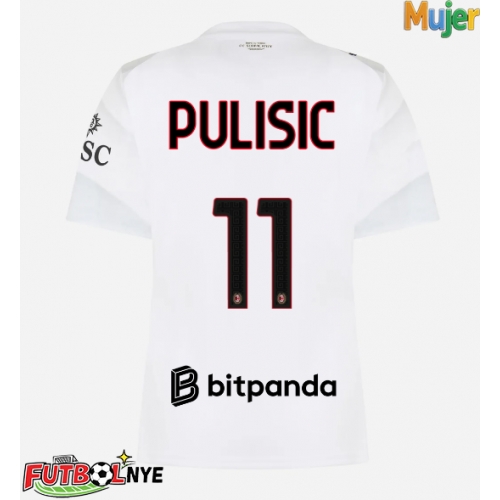 Camiseta AC Milan Christian Pulisic #11 Visitante Equipación para mujer 2026-27 manga corta
